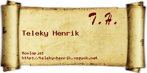 Teleky Henrik névjegykártya